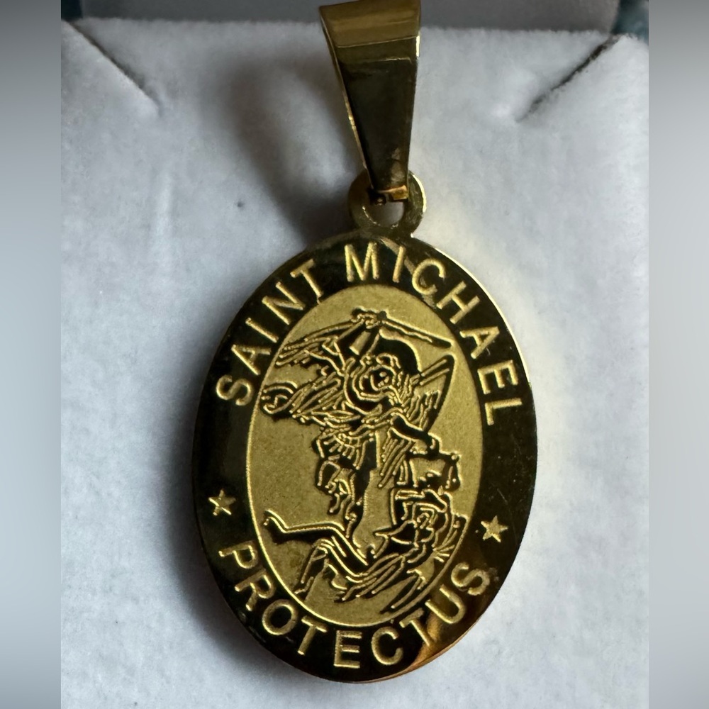 New 925 Sterling Silver St Michael Necklace For Men - 14K Gold Filled